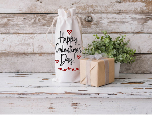 Happy Galentines Day Wine Bag - Shoreline Crafter