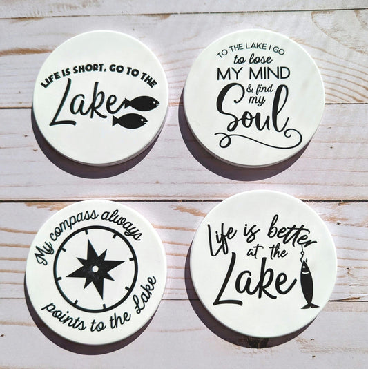Lake House Ceramic Coasters - set of 4 - Shoreline Crafter