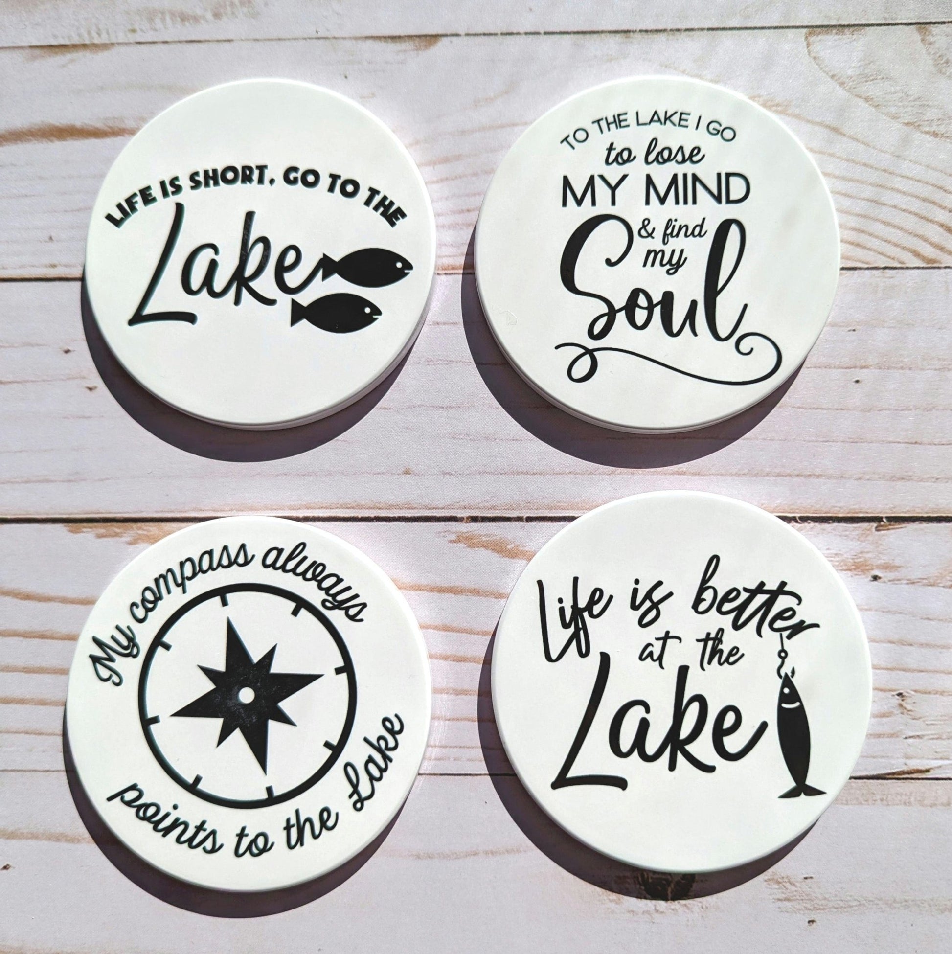 Lake House Ceramic Coasters - set of 4 - Shoreline Crafter